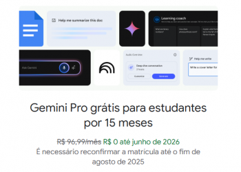 Estudantes ganham acesso grátis ao Gemini por 15 meses! Veja como resgatar